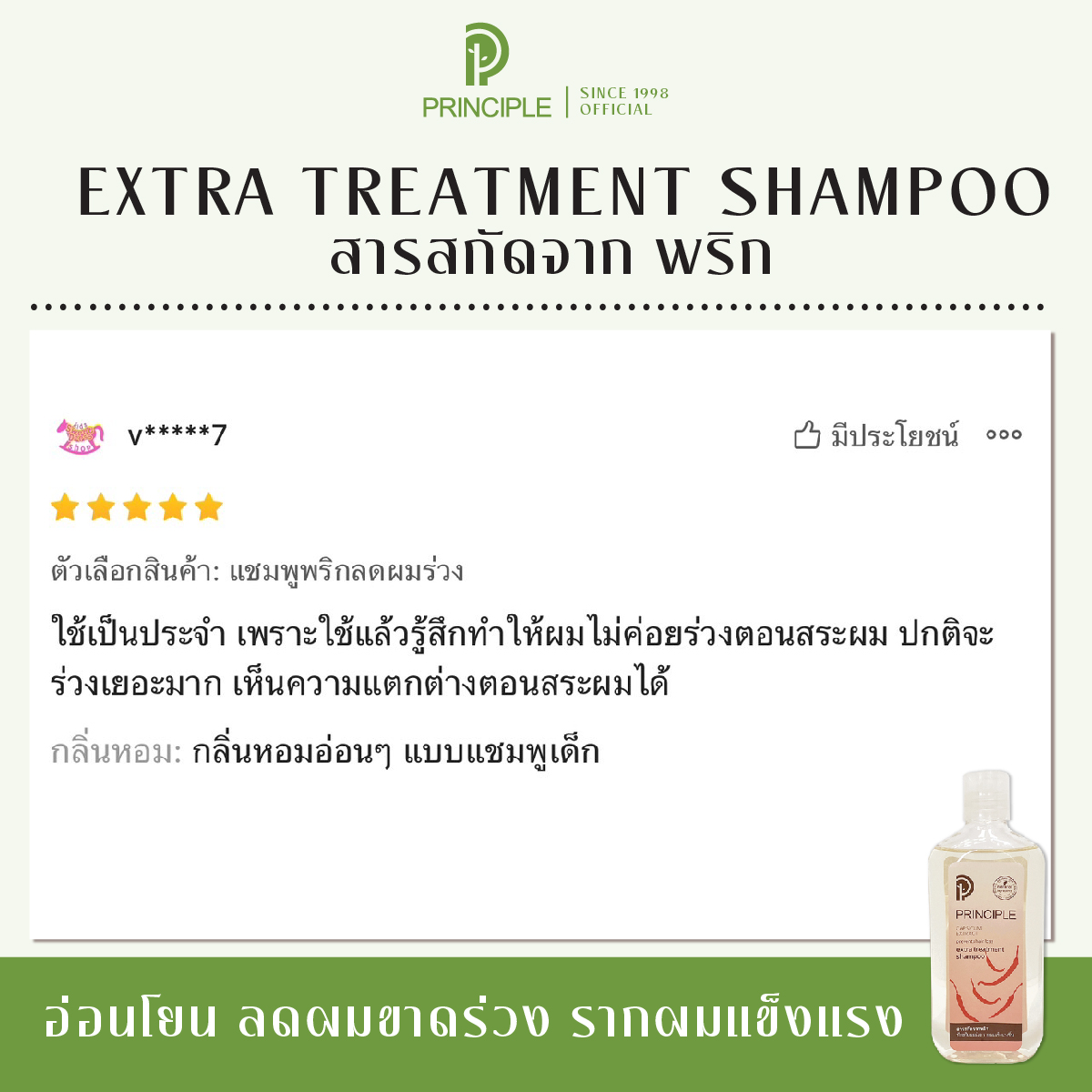 Review v*****7 Extra Treatment Chili Shampoo — hair loss reduced